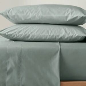 Casaluna Supima Percale Solid Sheet Set, Sage Green - Full, NWT
